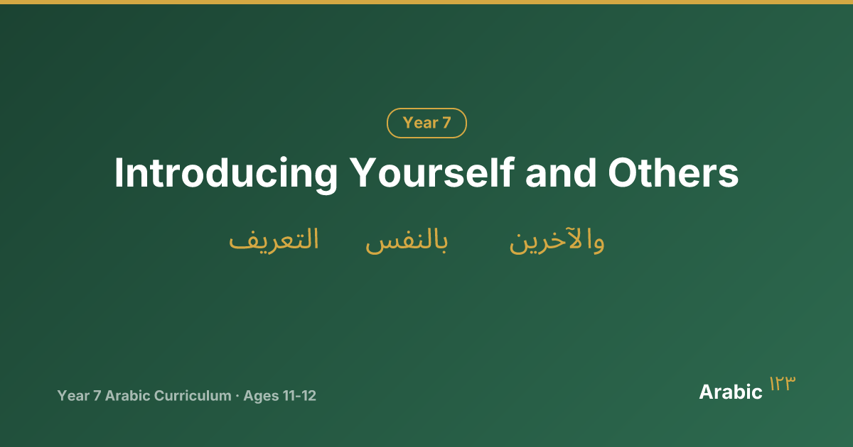 Worksheets: Introducing Yourself and Others — Year 7 Arabic | Arabic123