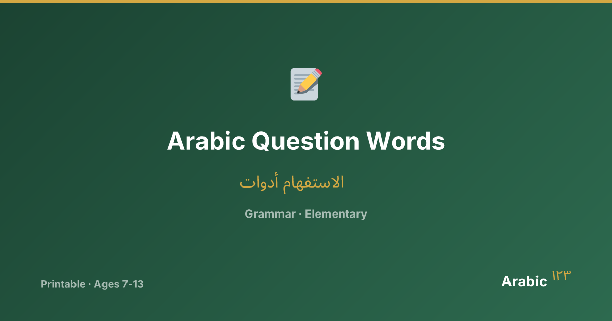 Arabic Question Words — Printable Arabic Worksheet | Arabic123